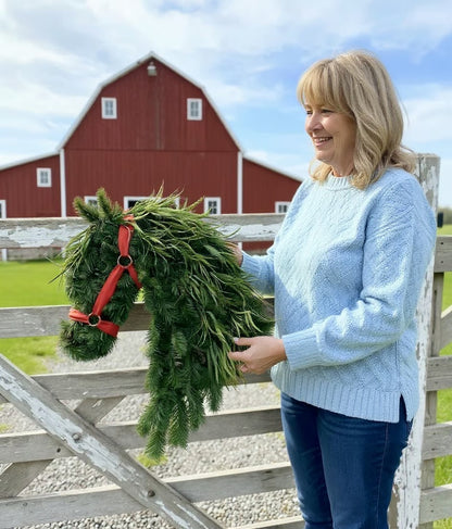 🎄Christmas Early Bird Sale - 49%OFF🐴Horse Head Wreath – Farmhouse Equestrian Door Decor✨