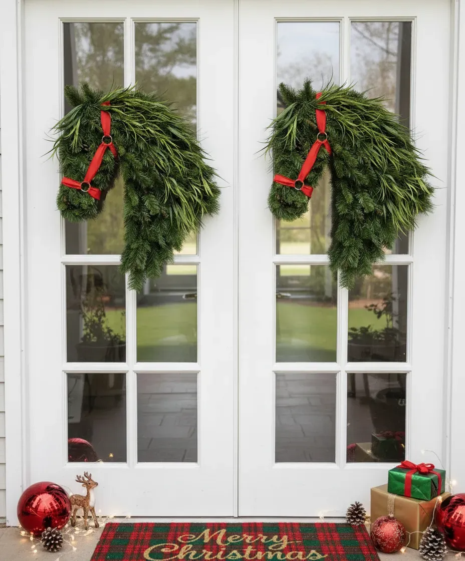 🎄Christmas Early Bird Sale - 49%OFF🐴Horse Head Wreath – Farmhouse Equestrian Door Decor✨