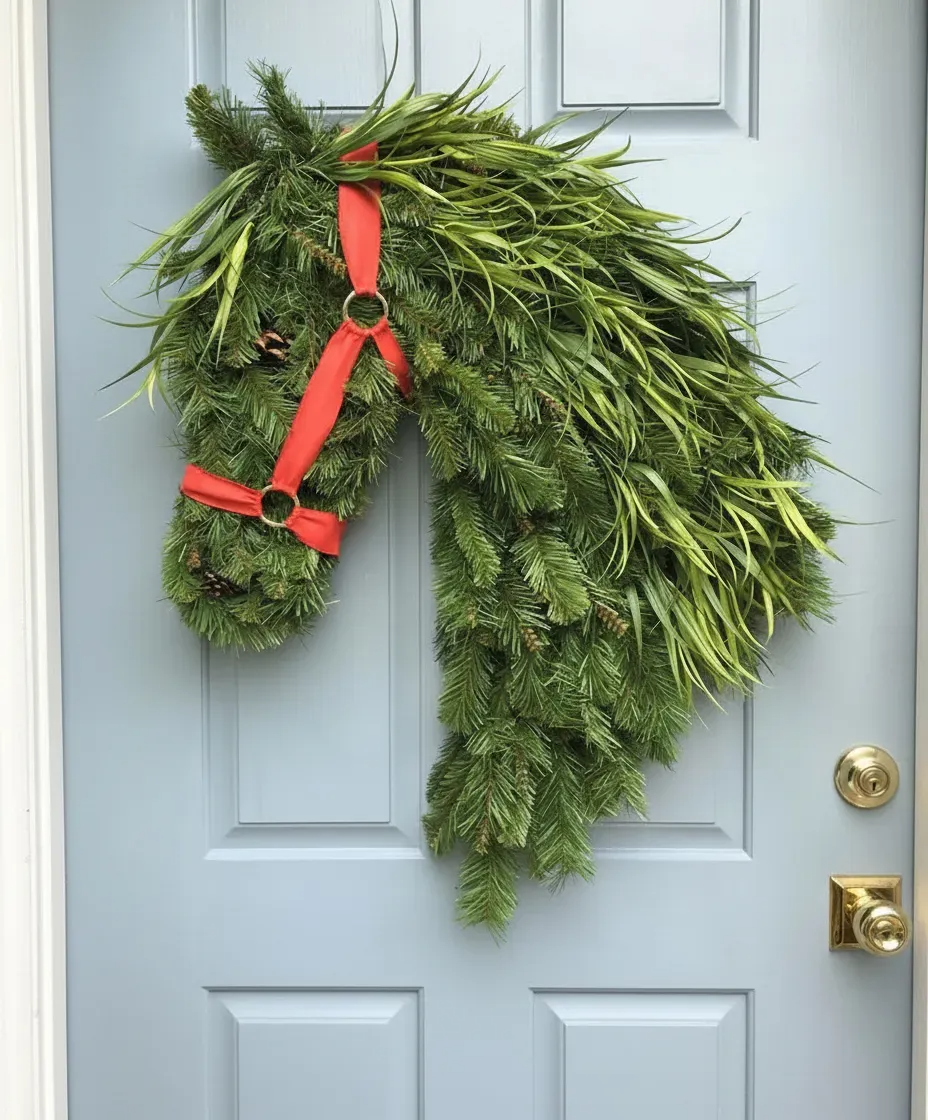 🎄Christmas Early Bird Sale - 49%OFF🐴Horse Head Wreath – Farmhouse Equestrian Door Decor✨