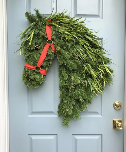 🎄Christmas Early Bird Sale - 49%OFF🐴Horse Head Wreath – Farmhouse Equestrian Door Decor✨