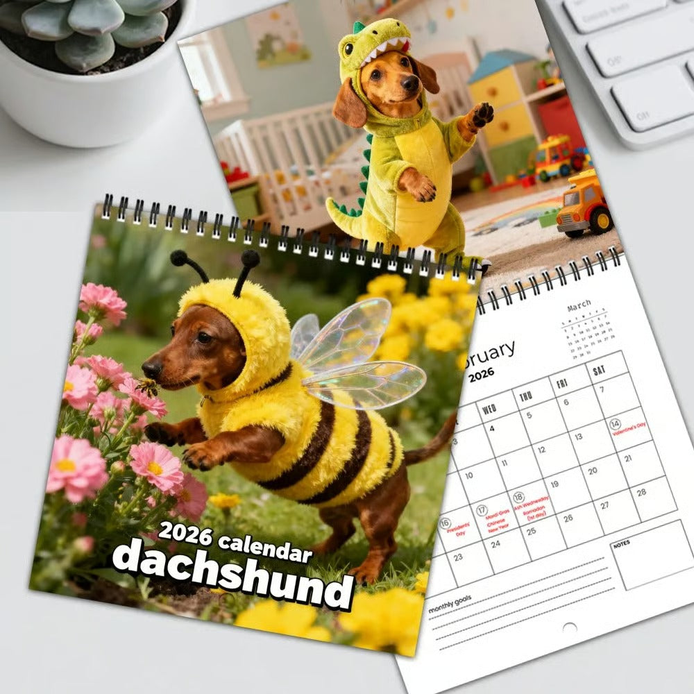 🔥Christmas Early Sale 49% Off🎁2026 Dachshund Wall Calendar – Cute Sausage Dog 12-Month Planner for Dog Lovers