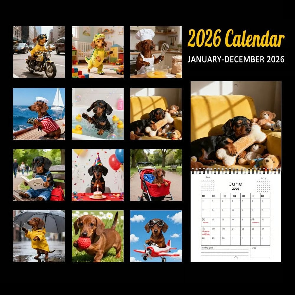🔥Christmas Early Sale 49% Off🎁2026 Dachshund Wall Calendar – Cute Sausage Dog 12-Month Planner for Dog Lovers
