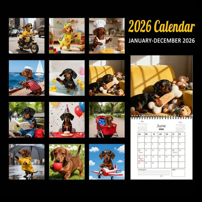 🔥Christmas Early Sale 49% Off🎁2026 Dachshund Wall Calendar – Cute Sausage Dog 12-Month Planner for Dog Lovers