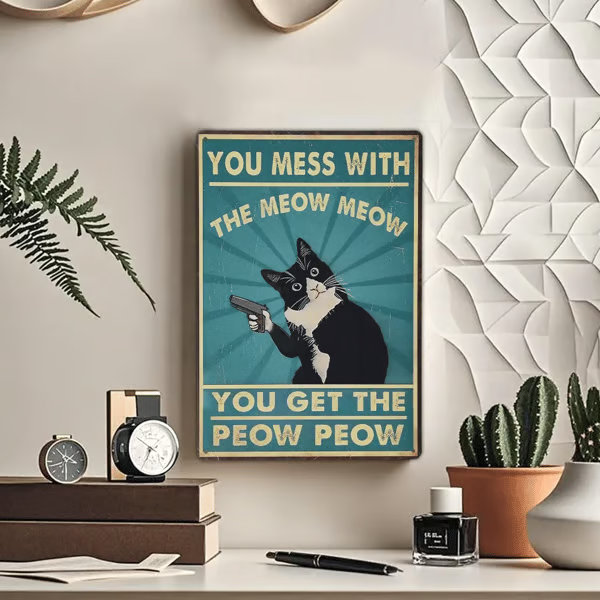 🐾 Funny Cat Retro Metal Sign