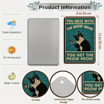 🐾 Funny Cat Retro Metal Sign