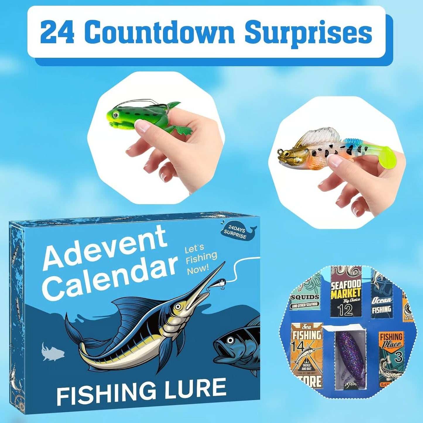 Fish Bait Advent Calendar - 24 Days Countdown Set