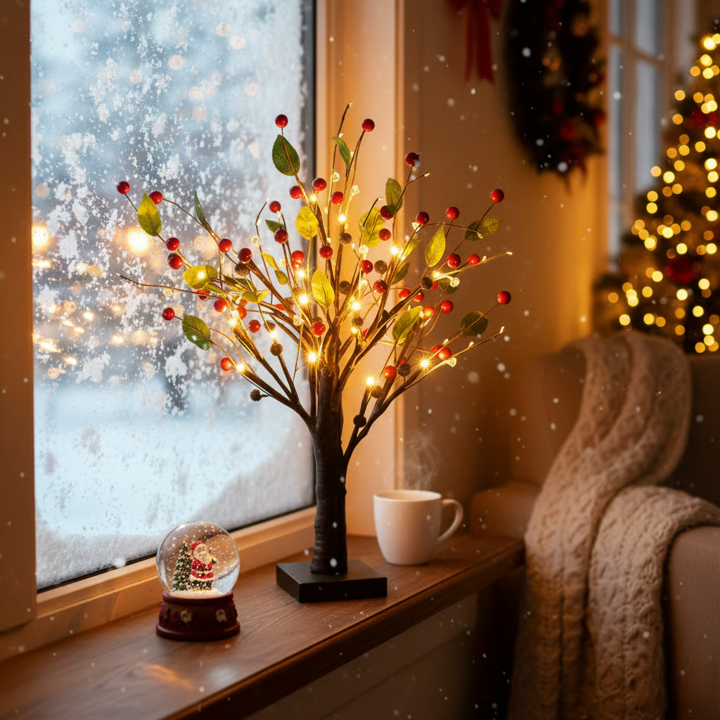 Christmas LED Red Berry Tree Lights