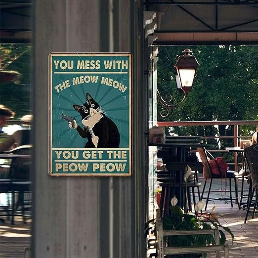🐾 Funny Cat Retro Metal Sign