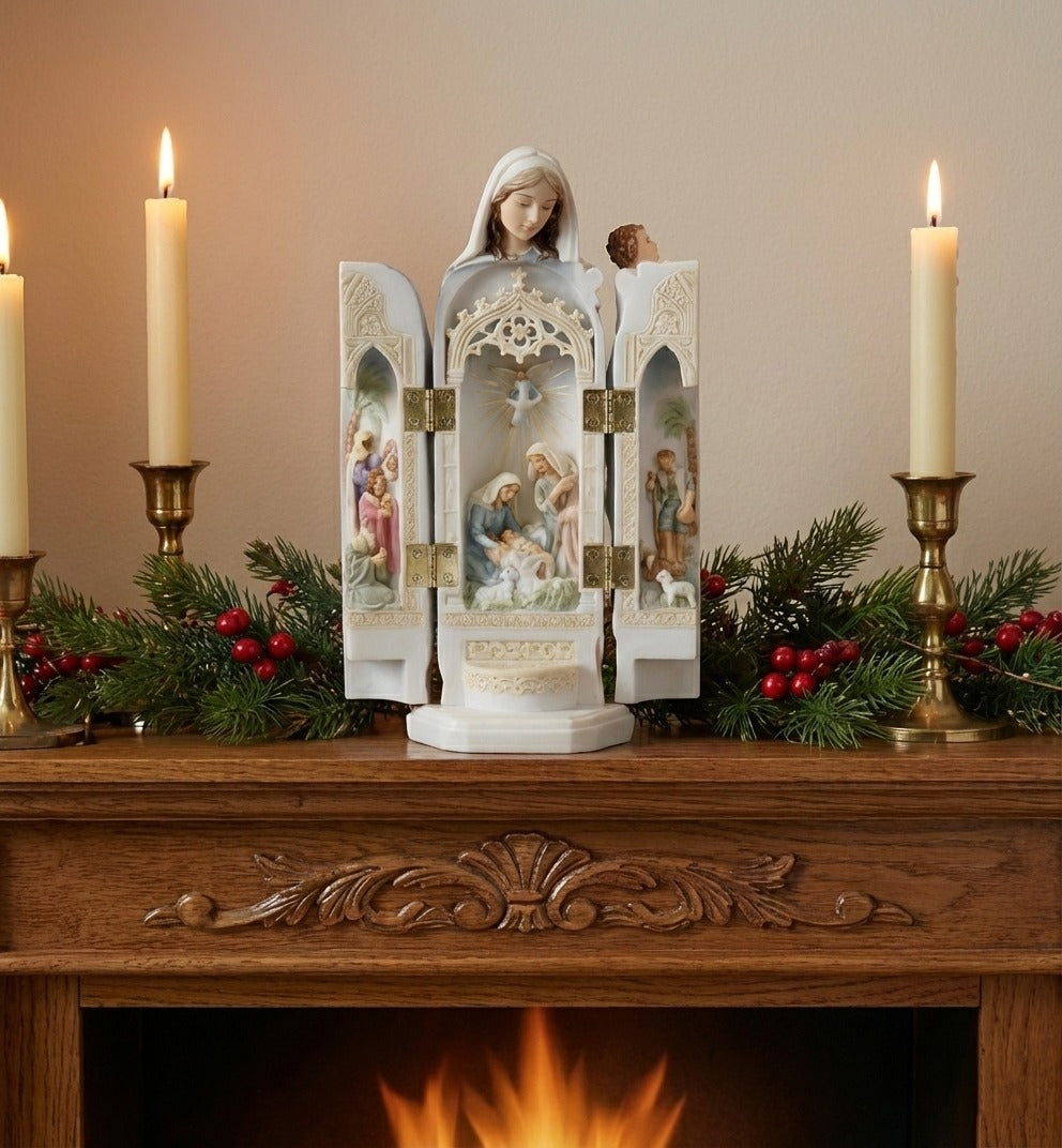 Virgin Mary Statue – Nativity Triptych