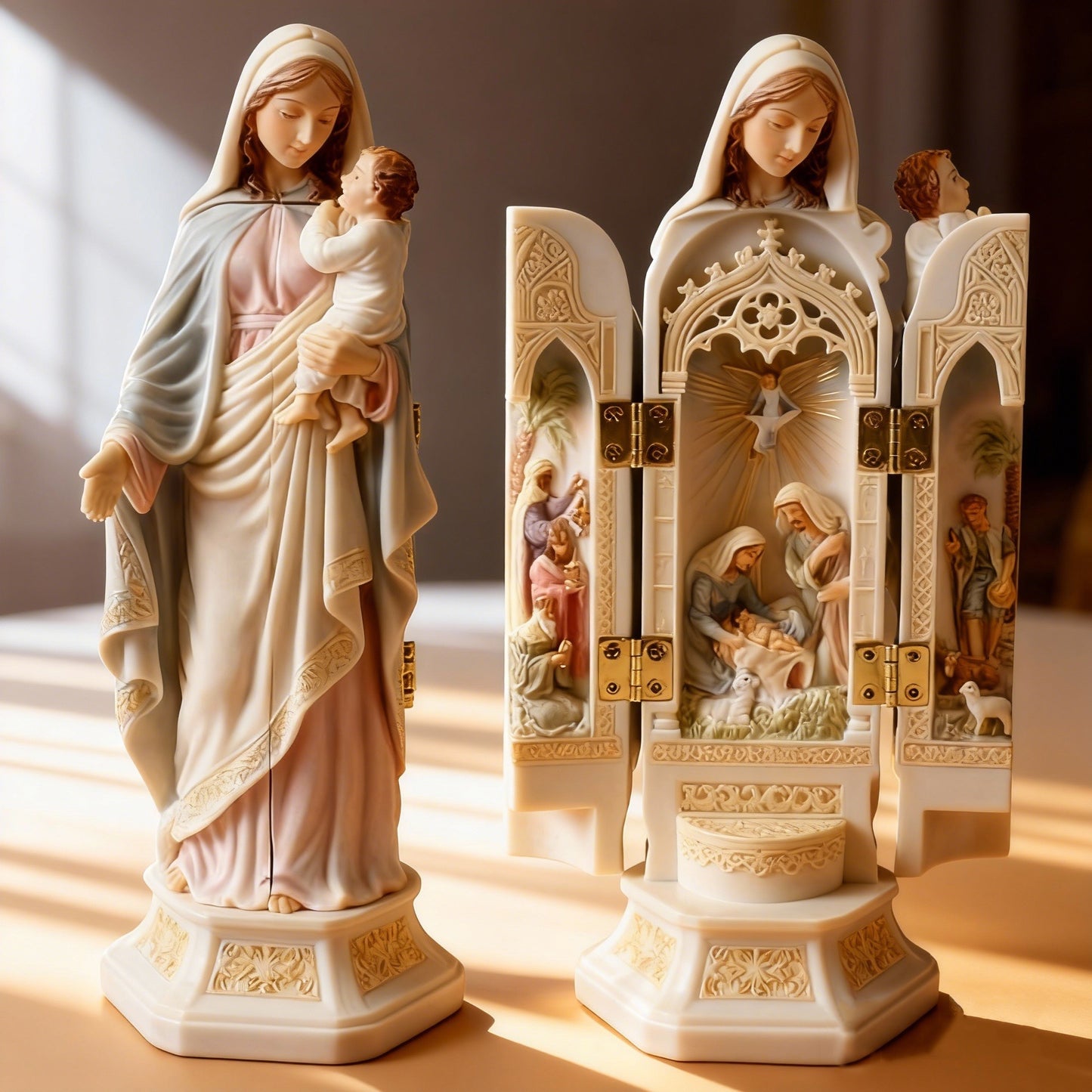 Virgin Mary Statue – Nativity Triptych