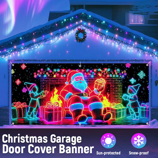 Christmas Neon Garage Door Cover Banner Decorative