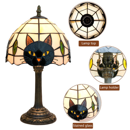 Black Cat Stained Glass Table Lamp
