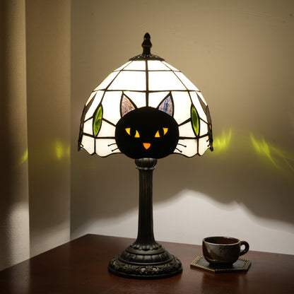 Black Cat Stained Glass Table Lamp