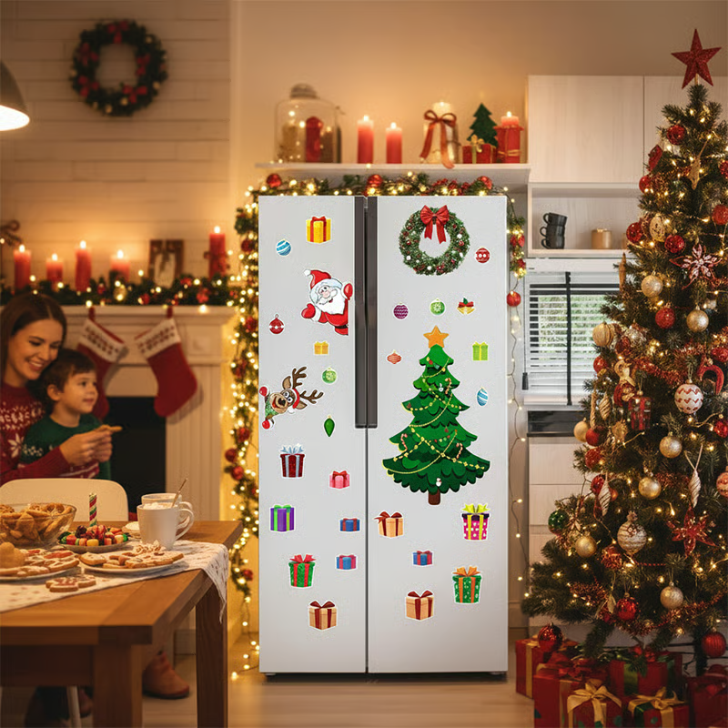 Christmas Themed DIY Magnetic Sticker Refrigerator Decorations