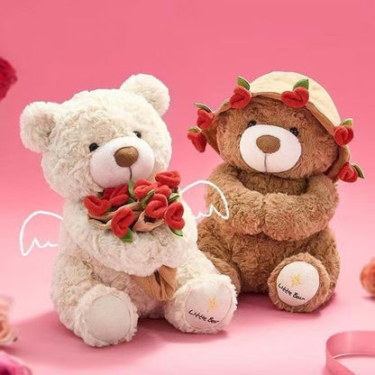 🌹Perfect Gift for Her🌹Cute Teddy Bear Plush Toy with Red Rose