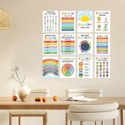 12Pcs Calming Corner Posters✨ – Soothe Emotions & Boost Calm!💖📚