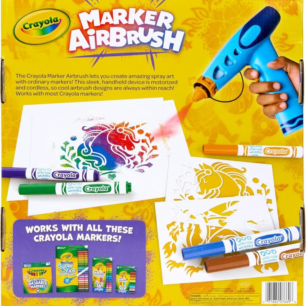 🎁Last Day Promotion 49% OFF🔥Marker Airbrush Spray DIY Craft Art Kit For Kids With 8 Washable Markers & 5 Stencils