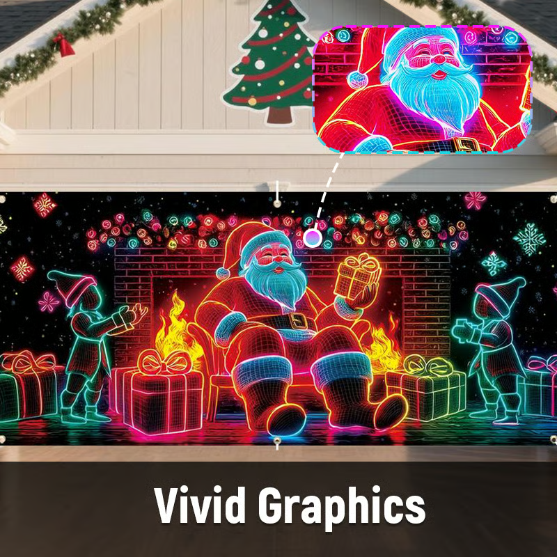 Christmas Neon Garage Door Cover Banner Decorative